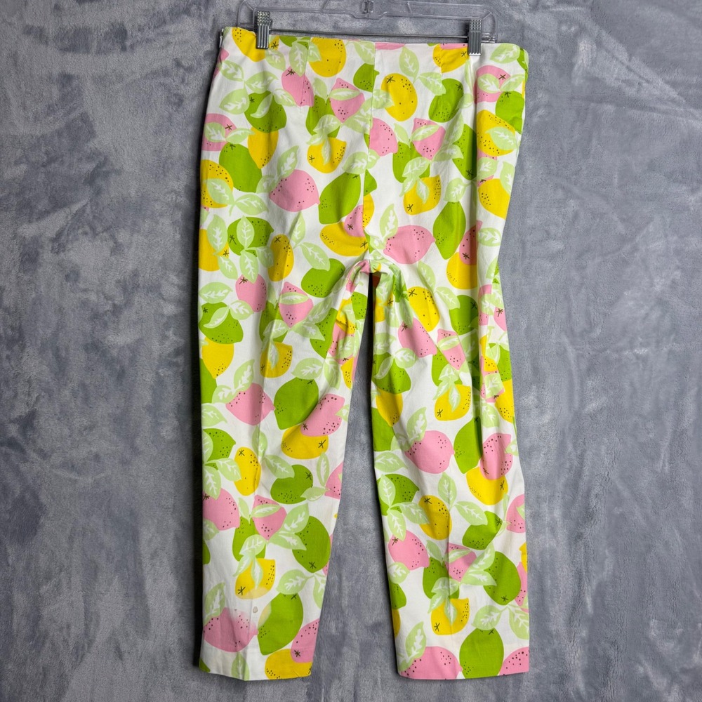 Vintage Lilly Pulitzer Capri Pants Womens 12 Citrus Lemon Print White Label Prep - Picture 5 of 9